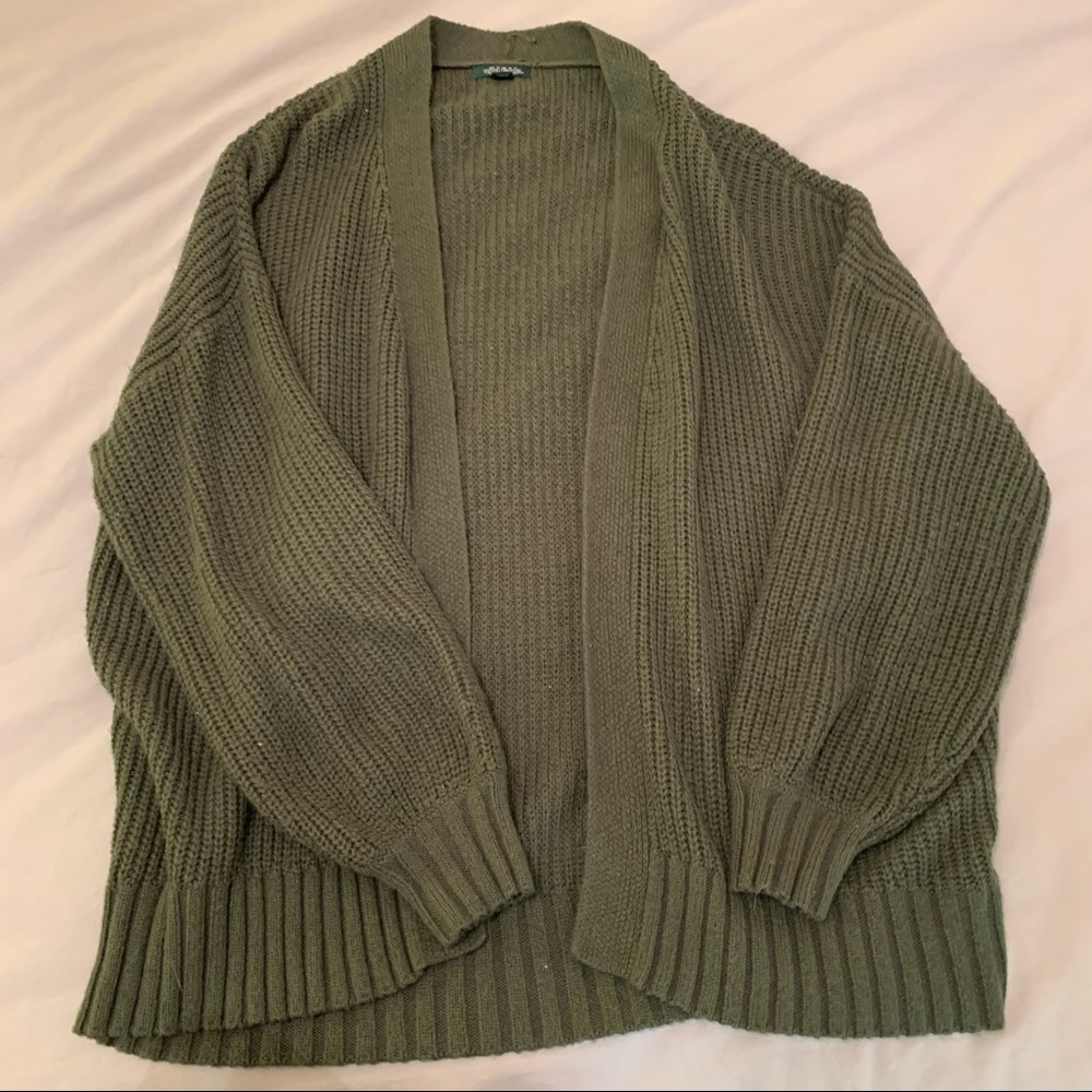 Army green cardigan